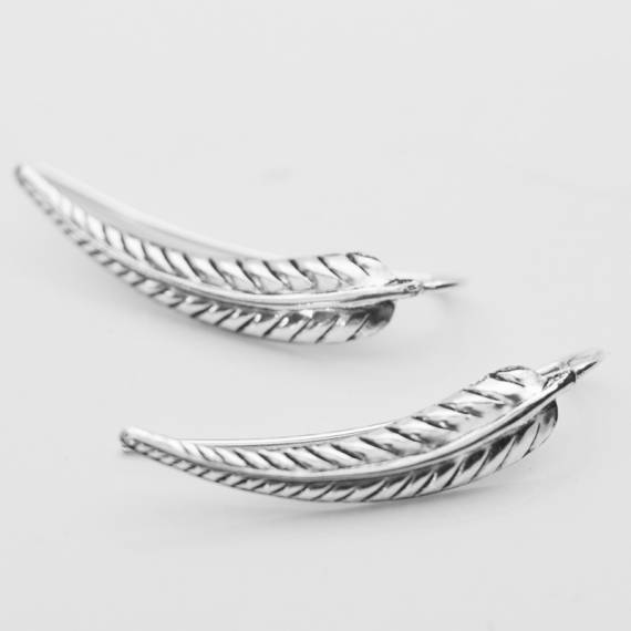 Pendientes trepadores hojas Plata de Ley 2