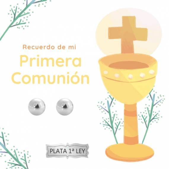 Pendientes media bola Plata de Ley 2