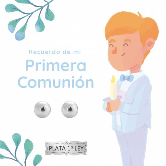 Pendientes media bola Plata de Ley