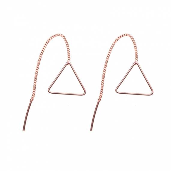 Pendientes triángulo con cadena bañados en Oro 2