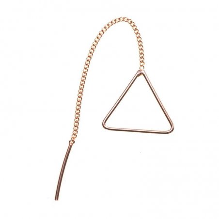 Pendientes triángulo con cadena bañados en Oro