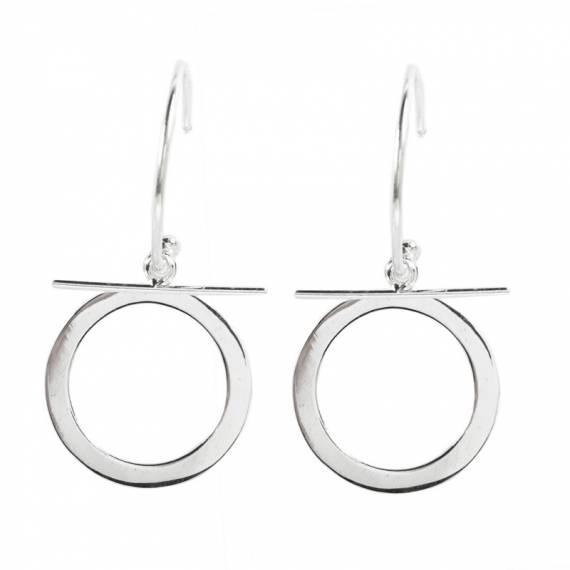 Pendientes aro abierto con círculo Plata de Ley