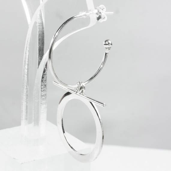 Pendientes aro abierto con círculo Plata de Ley 2