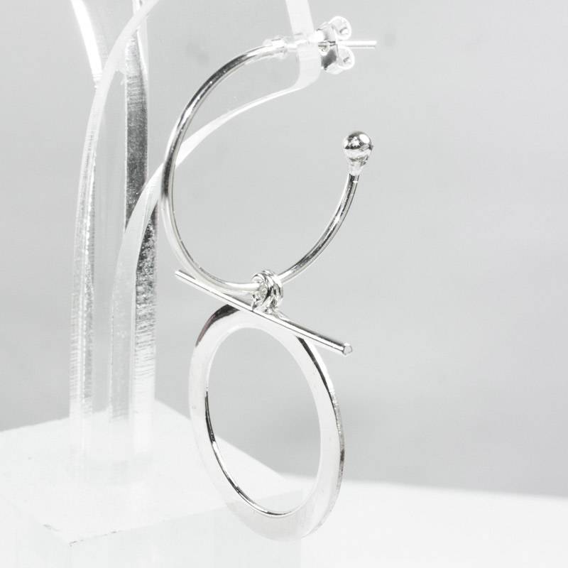 Pendientes aro abierto con círculo Plata de Ley