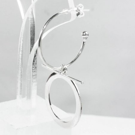 Pendientes aro abierto con círculo Plata de Ley