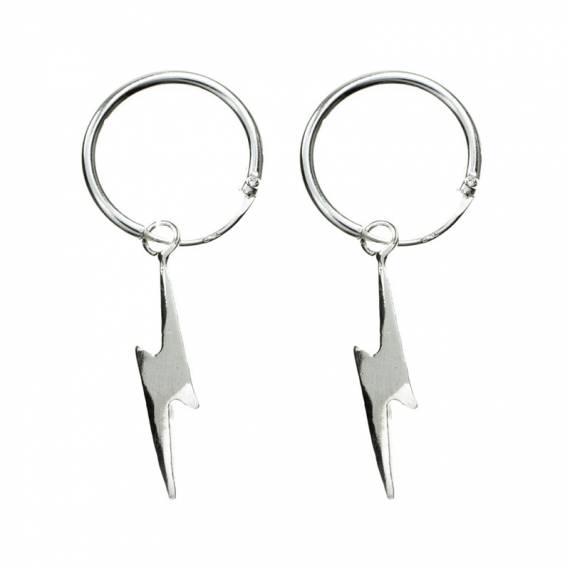 Pendientes aro con rayo Plata de Ley
