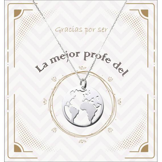 Collar Mundo para profesora Plata de Ley