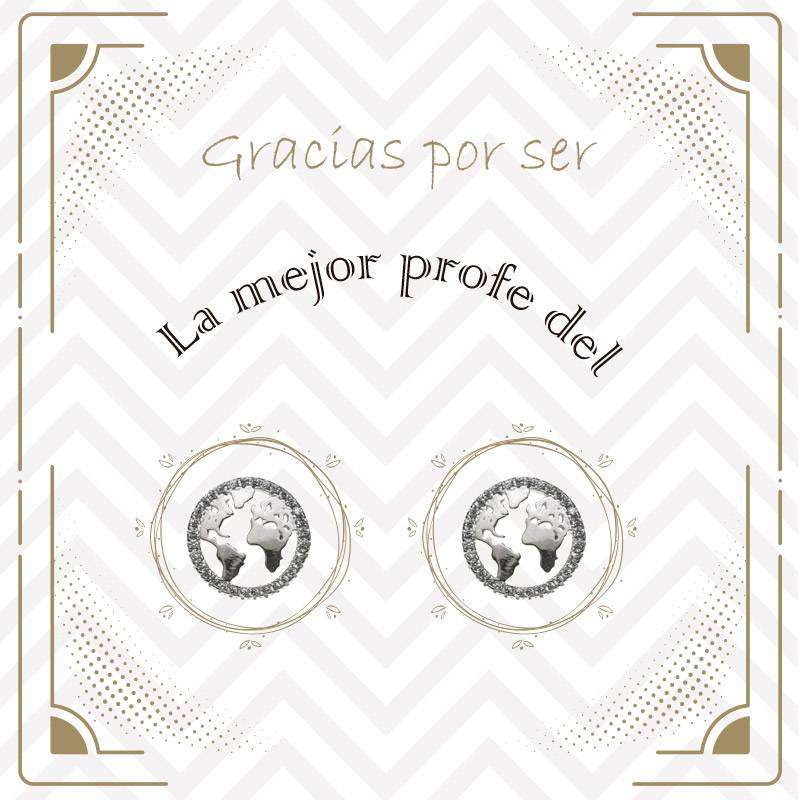 Pendientes Mundo para profesora Plata de Ley