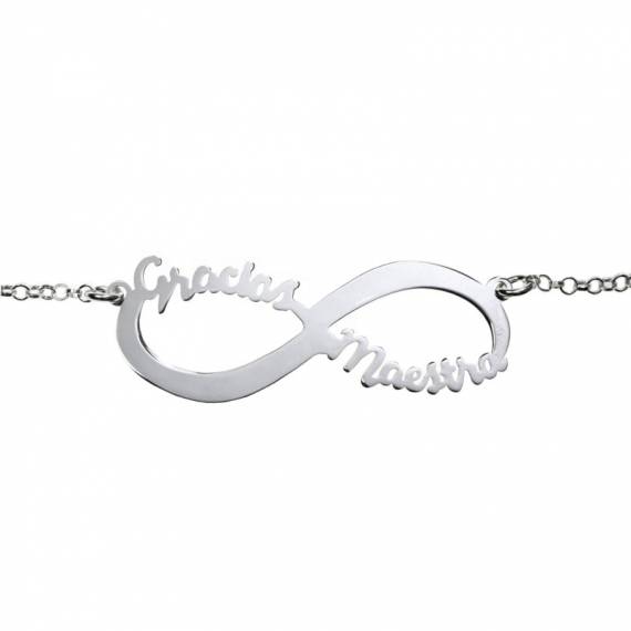 Collar Infinito Gracias maestra Plata de Ley 2