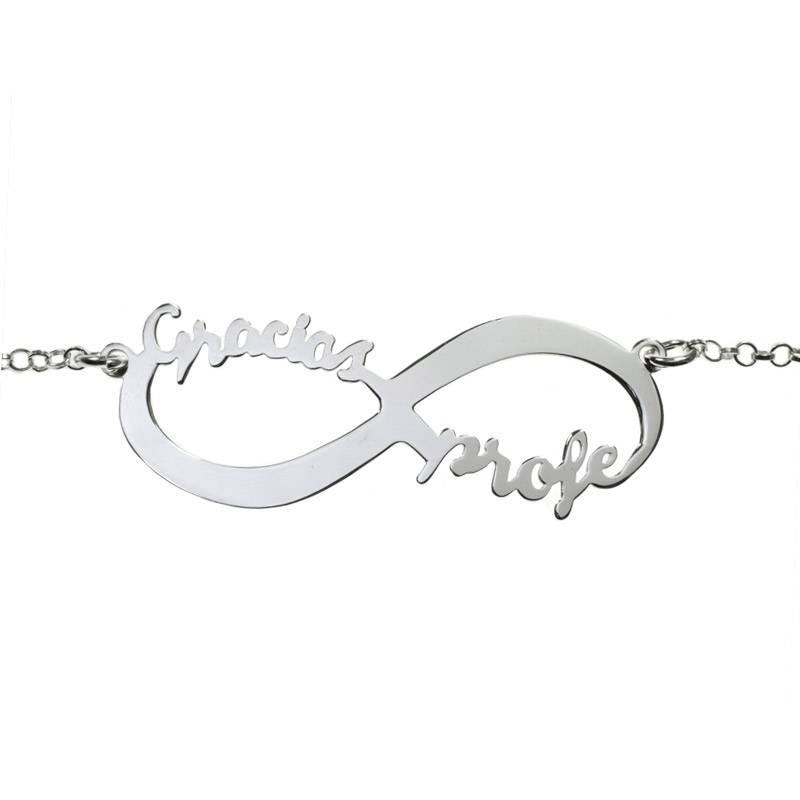 Collar Infinito Gracias Profe Plata de Ley