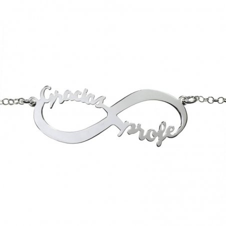 Collar Infinito Gracias Profe Plata de Ley