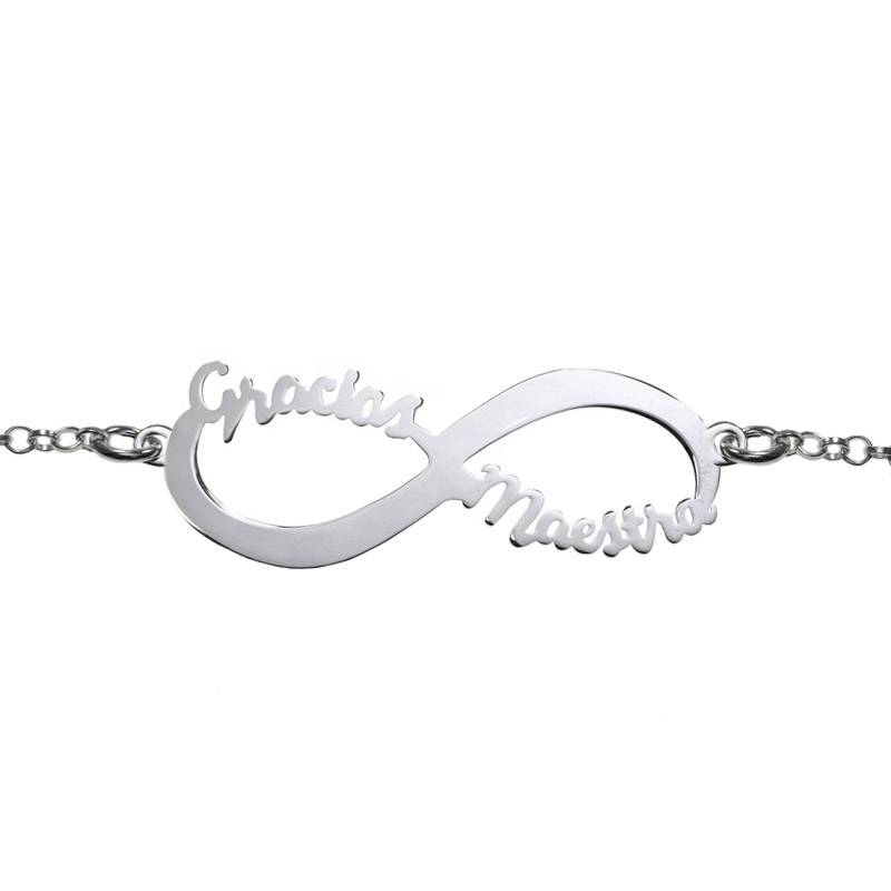 Pulsera Infinito Gracias Maestra Plata de Ley