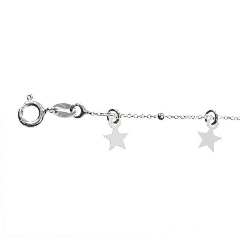 Pulsera ajustable con estrellas colgantes Plata...