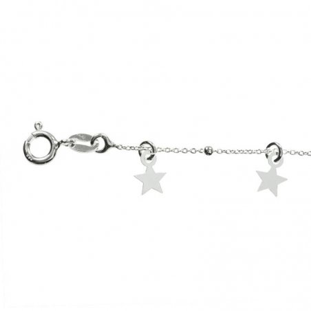 Pulsera ajustable con estrellas colgantes Plata de Ley