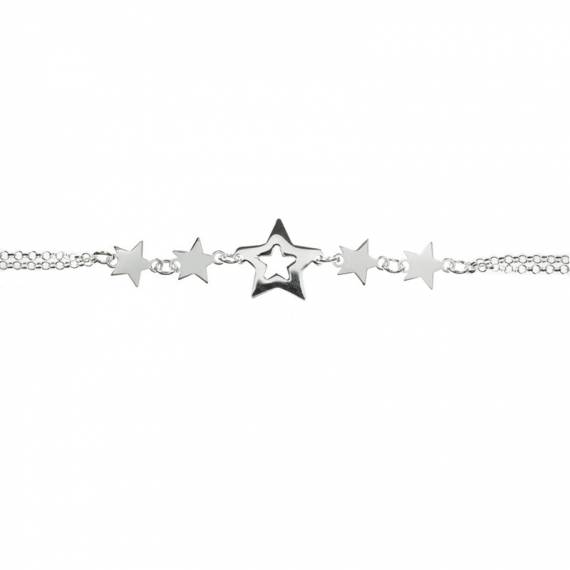 Pulsera ajustable con entrepiezas estrellas Plata de Ley
