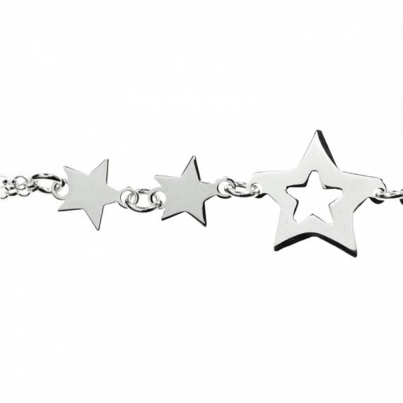 Pulsera ajustable con entrepiezas estrellas Plata de Ley 2