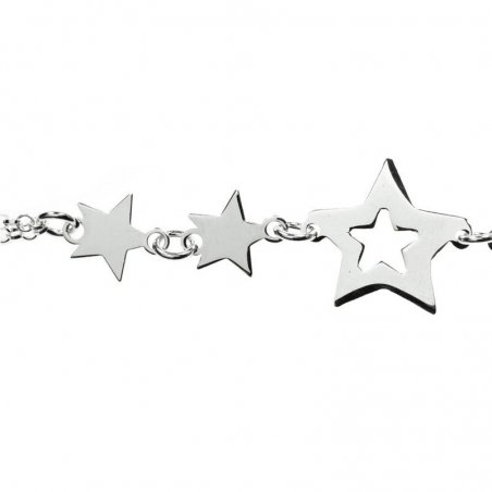Pulsera ajustable con entrepiezas estrellas Plata de Ley