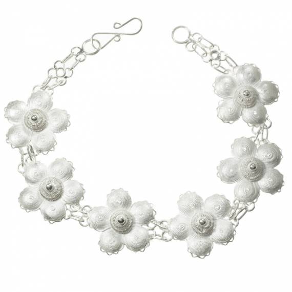 Pulsera flores de filigrana cordobesa Plata de Ley