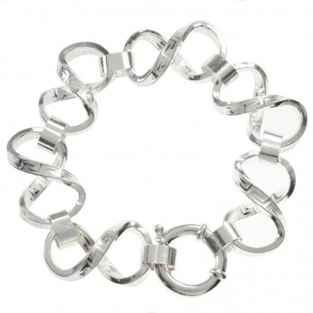 Pulsera eslabón infinito labrado griego Plata de Ley