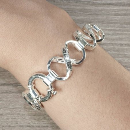 Pulsera eslabón infinito labrado griego Plata de Ley