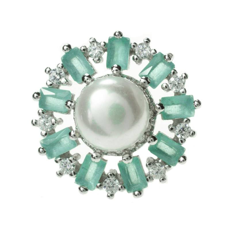 Pendientes perla natural y circonitas baguette