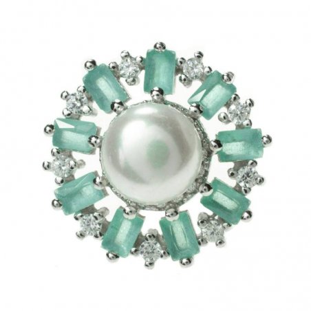 Pendientes perla natural y circonitas baguette