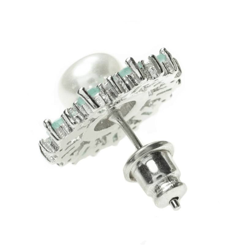Pendientes perla natural y circonitas baguette