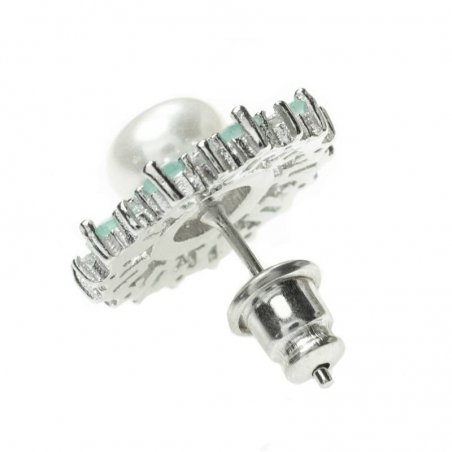 Pendientes perla natural y circonitas baguette