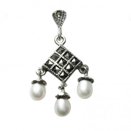 Pendientes marquesita y perla Plata de Ley