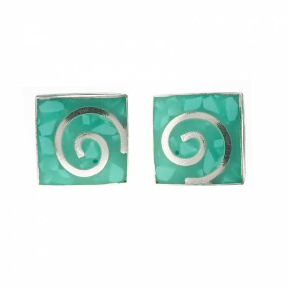 Pendientes espiral turquesa Plata de Ley