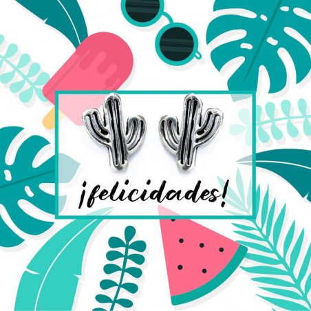 Pendientes Boho cactus Plata de Ley