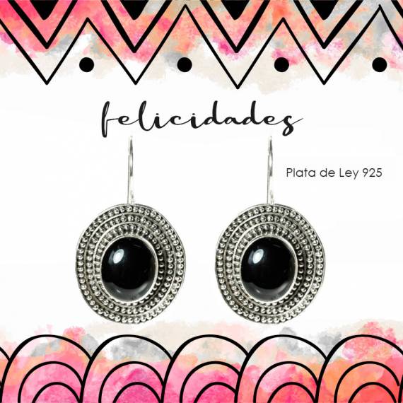 Pendientes Boho Ónix Plata de Ley