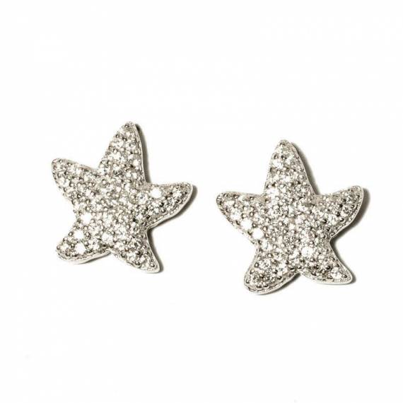 Pendientes estrella de mar circonitas Plata de Ley 2
