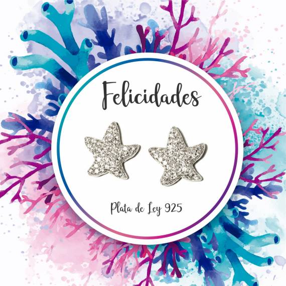Pendientes estrella de mar circonitas Plata de Ley