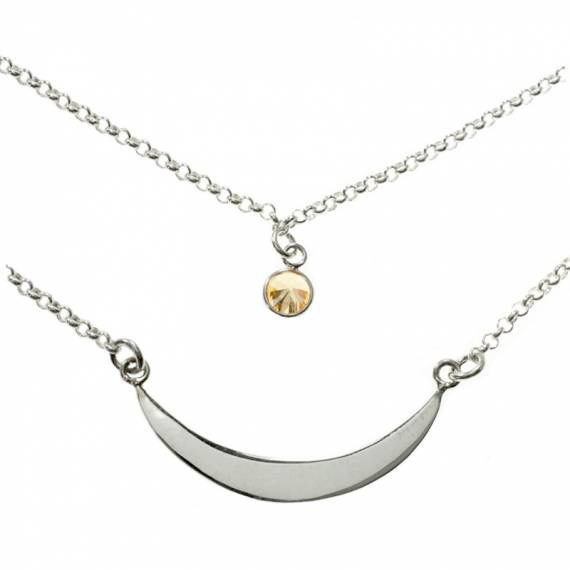 Collar doble cadena con punto de luz Plata de Ley