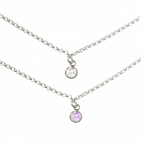 Collar doble punto de luz Plata de Ley