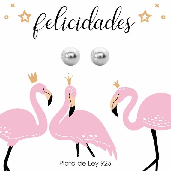 Pendientes media bola Plata de Ley