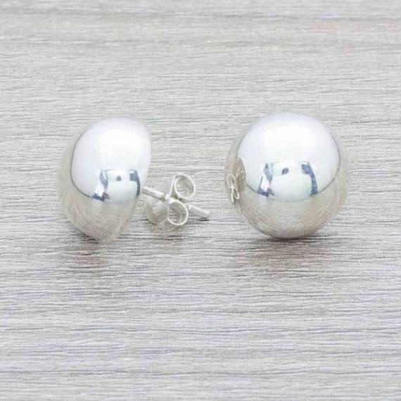 Pendientes media bola Plata de Ley 2