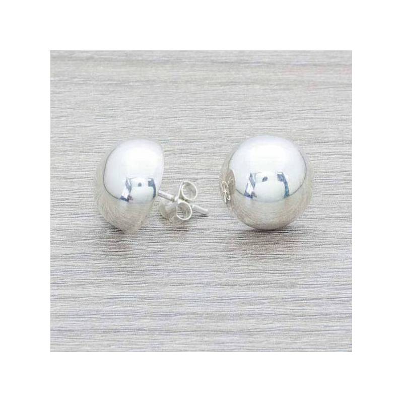 Pendientes media bola Plata de Ley