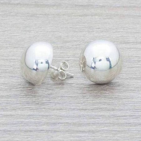 Pendientes media bola Plata de Ley