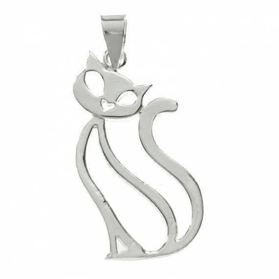 Colgante silueta gato Plata de Ley
