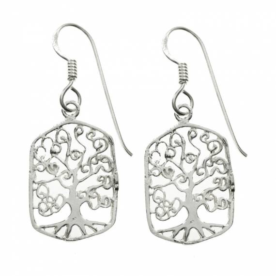 Pendientes árbol espiral Plata de Ley