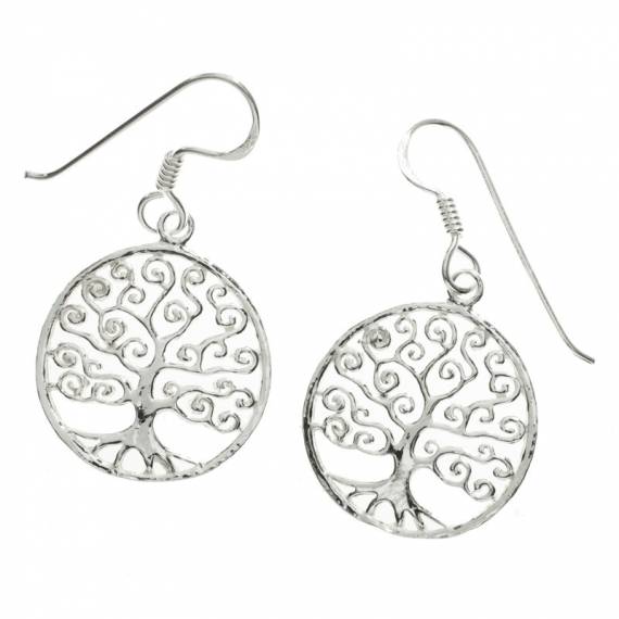 Pendientes árbol espiral redondo Plata de Ley