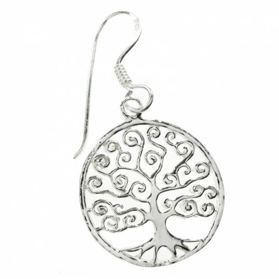 Pendientes árbol espiral redondo Plata de Ley 2