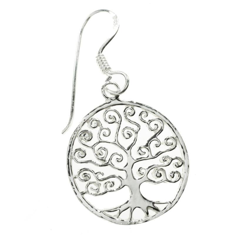 Pendientes árbol espiral redondo Plata de Ley