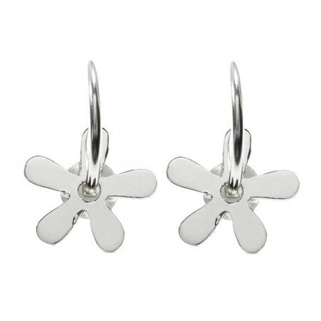 Pendientes medio aro con flor