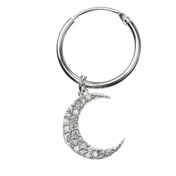 Pendientes aro con luna Plata de Ley 2