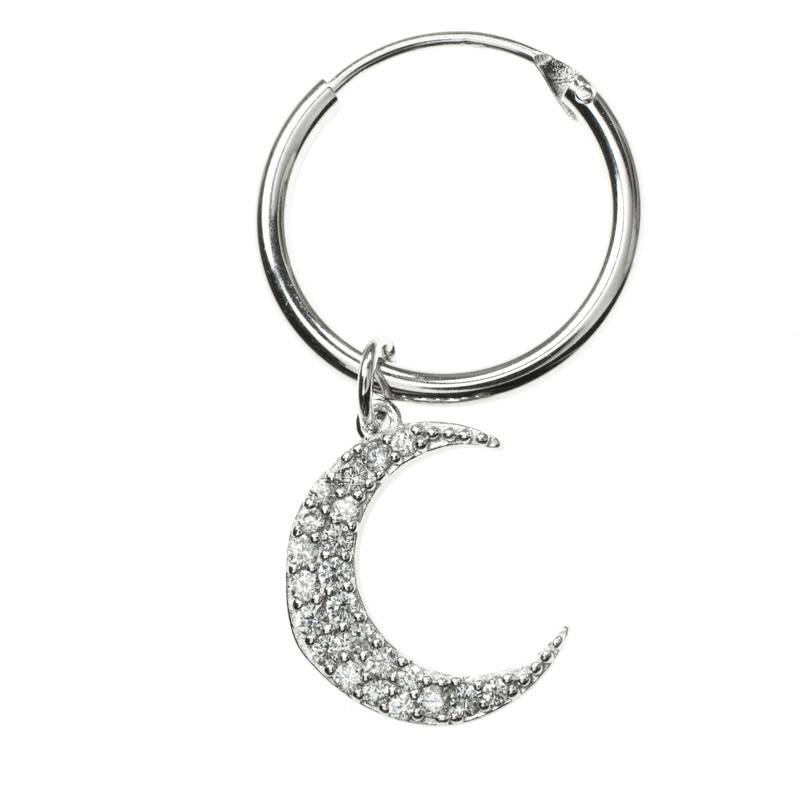 Pendientes aro con luna Plata de Ley