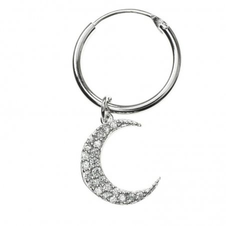 Pendientes aro con luna Plata de Ley