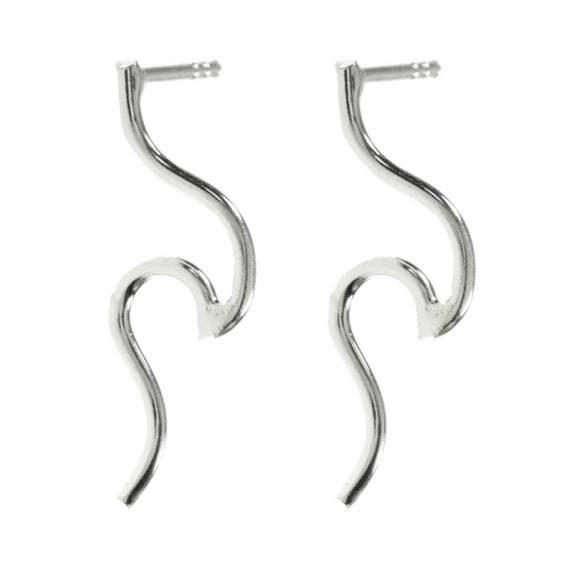 Pendientes ola largos Plata de Ley